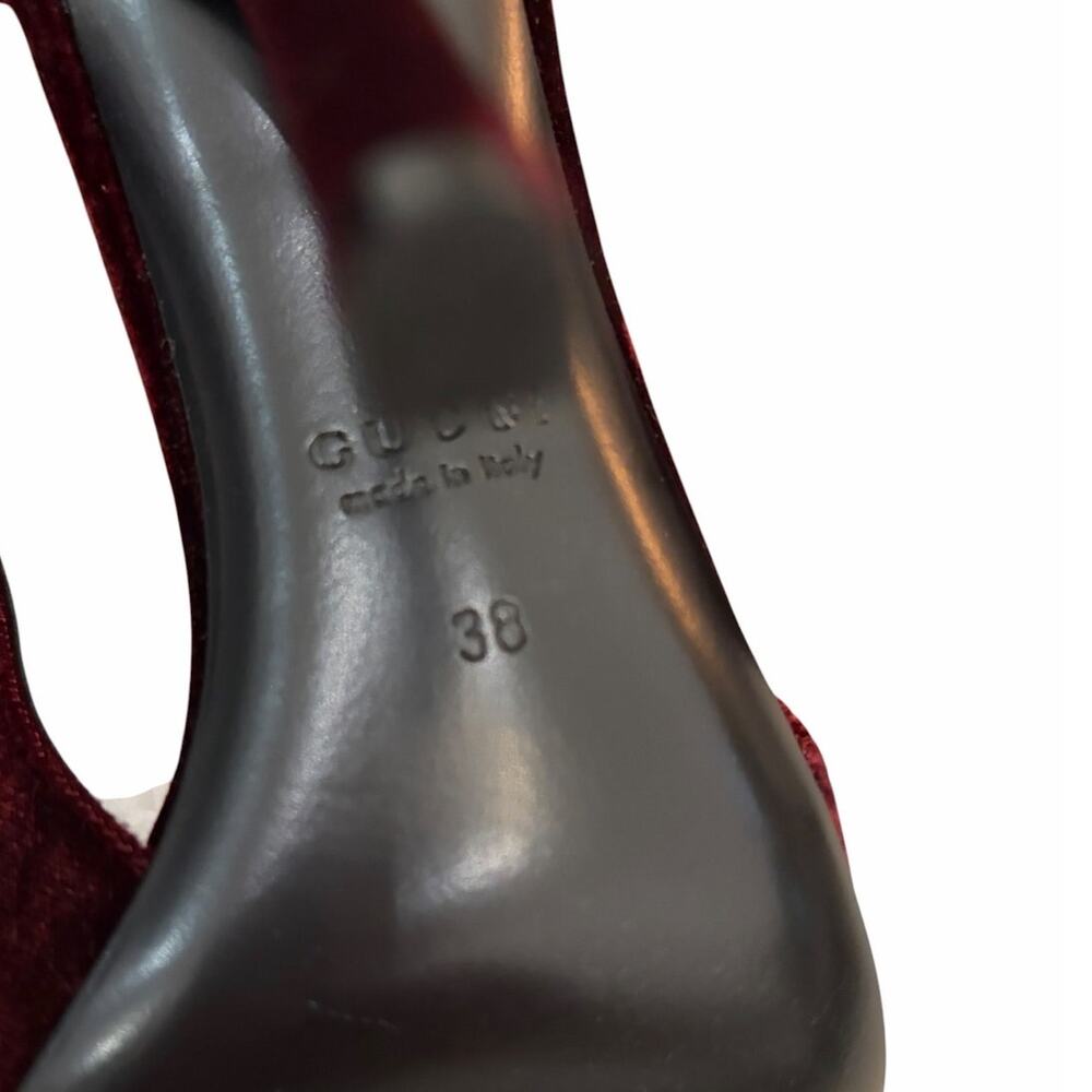 NEW Gucci Signoria Velvet Slingback Pumps Burgundy Heels Size EU 38 US 8 - Picture 16 of 16